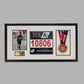 Personalised Medal display Frame with Apertures for Medal, Bib number and Photo.
