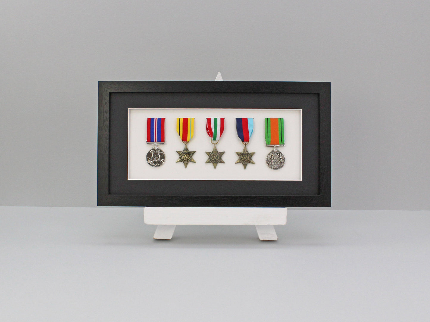 Military and Service Medal display Frame for Six Medals. 20x40cm. Handmade. Service Medals | War Medals | WW1 | WW2 | Collector Medals - PhotoFramesandMore - Wooden Picture Frames