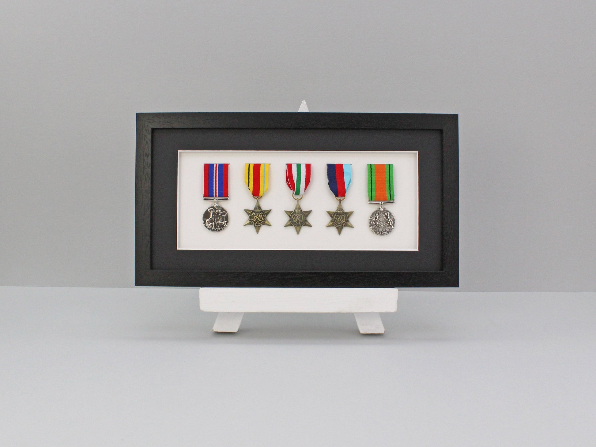 Military and Service Medal display Frame for Six Medals. 20x40cm. Handmade. Service Medals | War Medals | WW1 | WW2 | Collector Medals - PhotoFramesandMore - Wooden Picture Frames