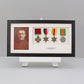 Personalised Military and Service Medal display Frame for Four Medals and one 6x4" Photograph. 20x40cm.War Medals. - PhotoFramesandMore - Wooden Picture Frames