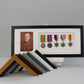 Military  Medal display Frame for Five Medals and one 6x4" Photo | WW1 | WW2 - PhotoFramesandMore - Wooden Picture Frames