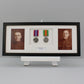 Personalised Military and Service Medal display Frame for Two Medals and two 6x4" Photographs. 20x50cm. Handmade. War Medals. - PhotoFramesandMore - Wooden Picture Frames