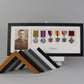 Personalised Military and Service Medal display Frame for Six Medals and a 6x4" Photograph. 20x50cm. - PhotoFramesandMore - Wooden Picture Frames