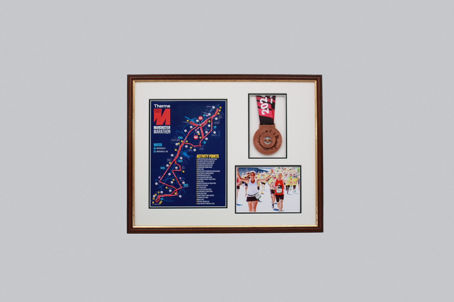 Medal display Frame with Apertures for  Portrait A4 Map or certificate & 5x7" Photo. Traditional Style - PhotoFramesandMore - Wooden Picture Frames