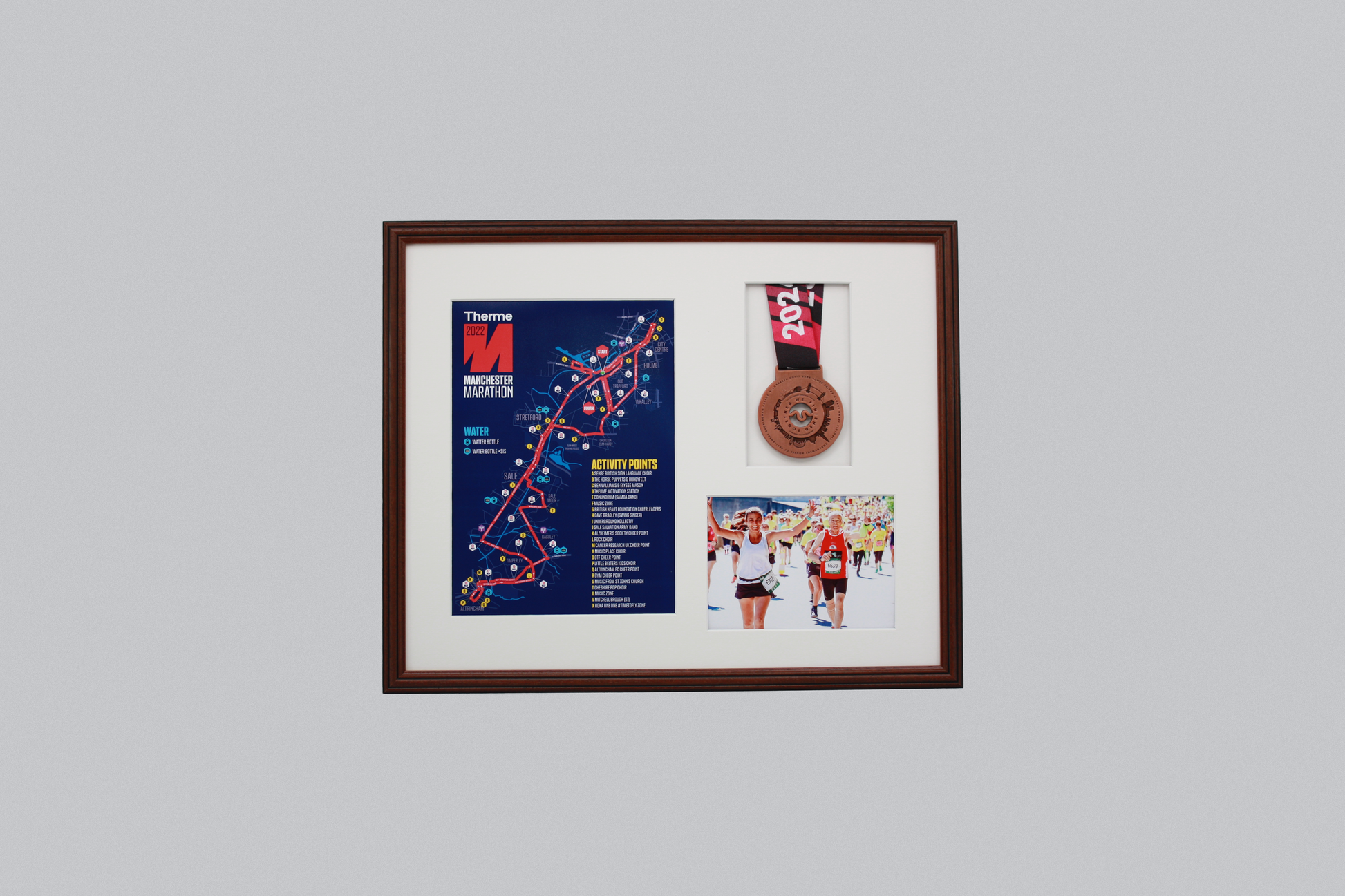 Medal display Frame with Apertures for  Portrait A4 Map or certificate & 5x7" Photo. Traditional Style - PhotoFramesandMore - Wooden Picture Frames
