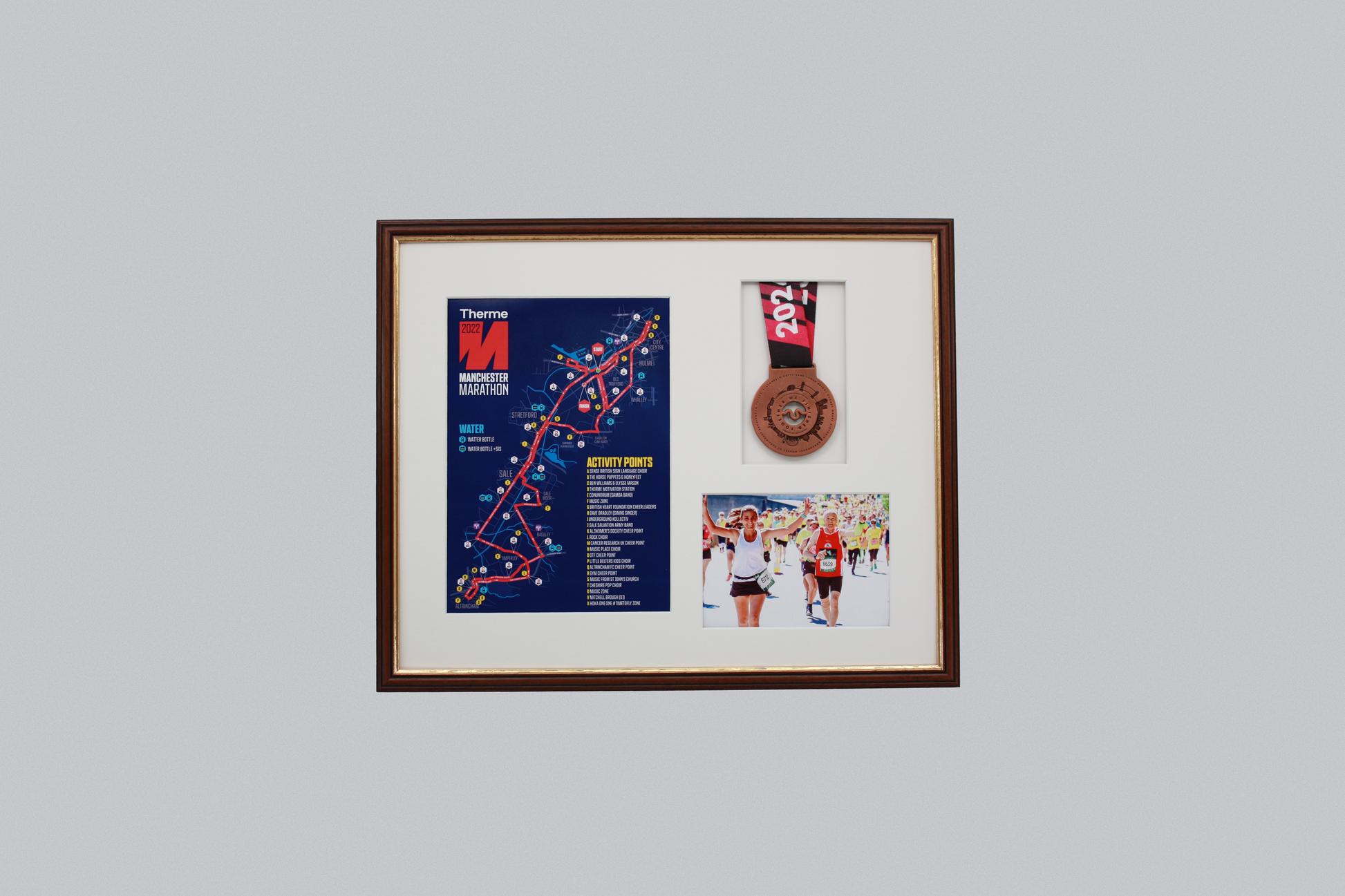 Medal display Frame with Apertures for  Portrait A4 Map or certificate & 5x7" Photo. Traditional Style - PhotoFramesandMore - Wooden Picture Frames