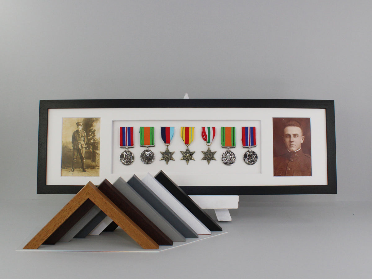 Military Medal display Frame for Seven Medals and two 6x4" Photos