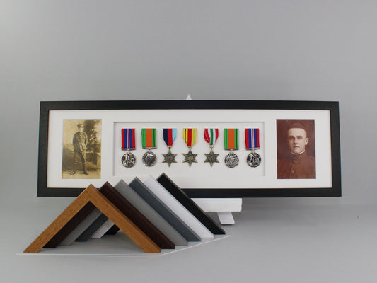 Military Medal display Frame for Seven Medals and two 6x4" Photos