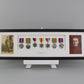 Personalised Military Medal display Frame for Seven Medals and two 6x4" Photographs. 20x70cm.  War Medals. - PhotoFramesandMore - Wooden Picture Frames
