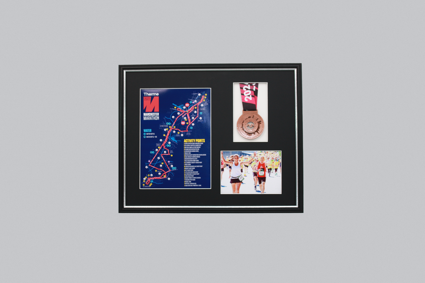 Medal display Frame with Apertures for  Portrait A4 Map or certificate & 5x7" Photo. Traditional Style - PhotoFramesandMore - Wooden Picture Frames