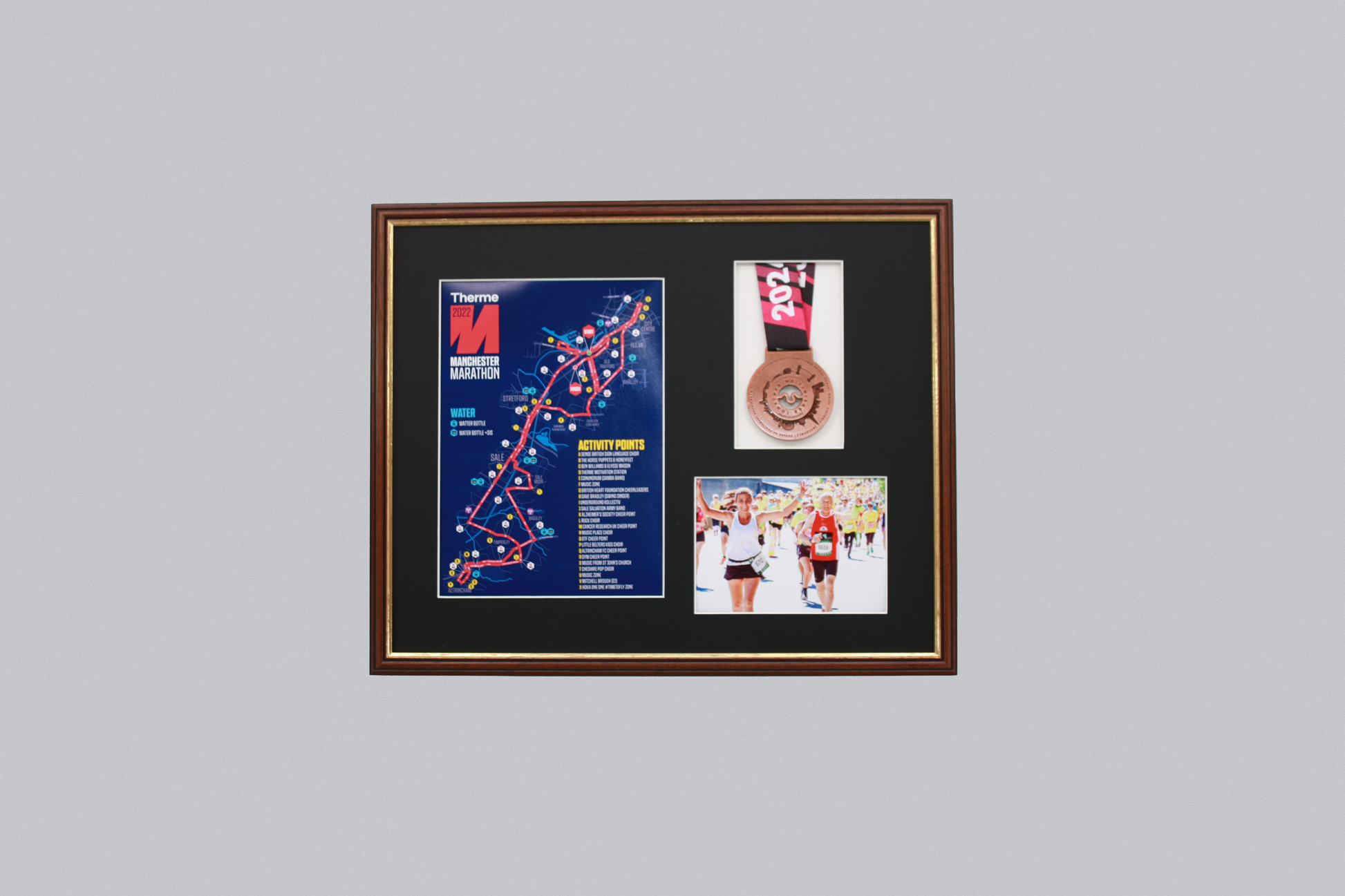 Medal display Frame with Apertures for  Portrait A4 Map or certificate & 5x7" Photo. Traditional Style - PhotoFramesandMore - Wooden Picture Frames