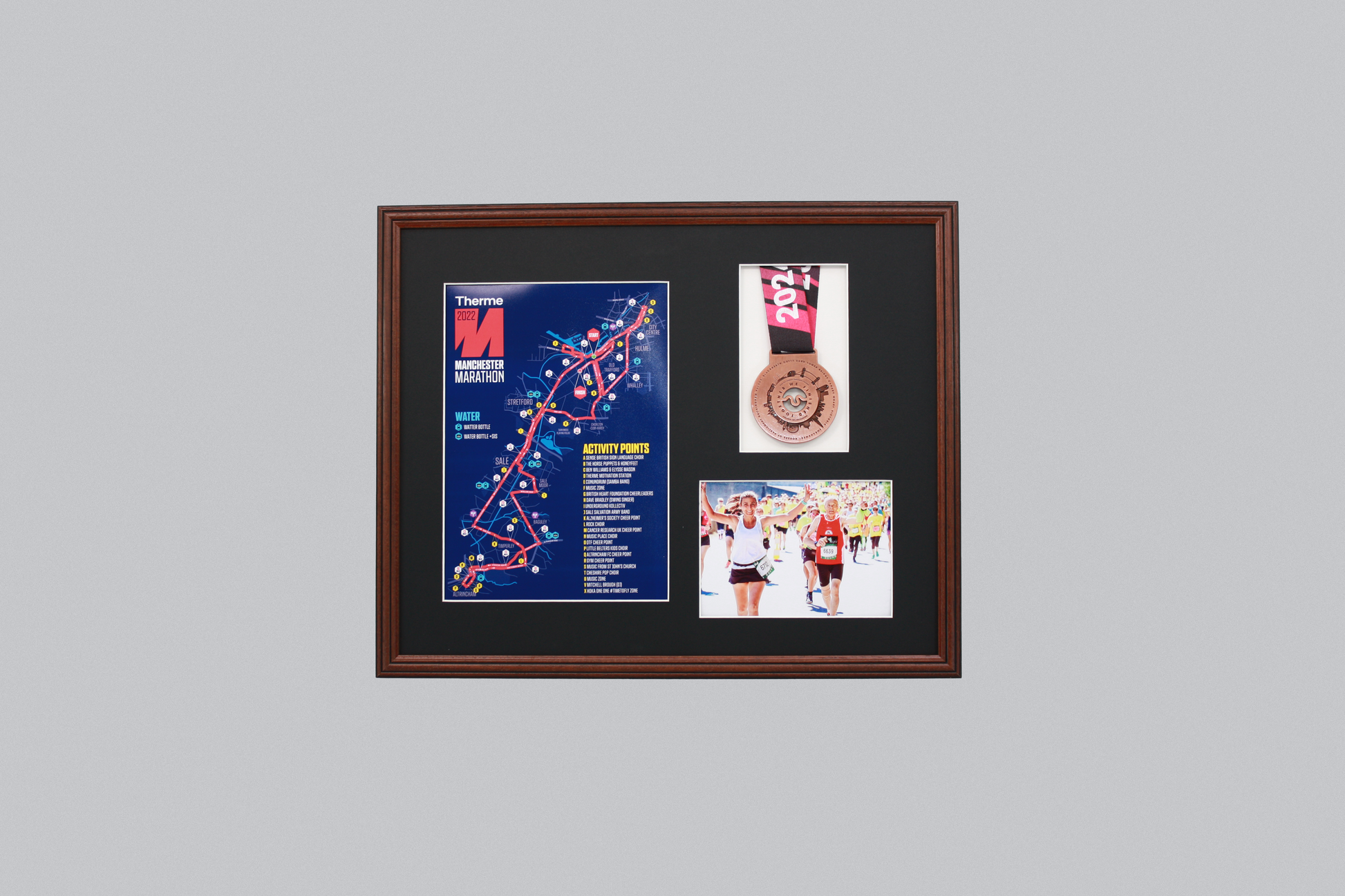 Medal display Frame with Apertures for  Portrait A4 Map or certificate & 5x7" Photo. Traditional Style - PhotoFramesandMore - Wooden Picture Frames