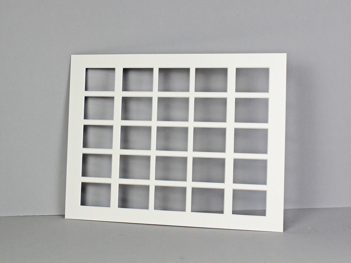 Instax Mini Mount. To Suit Twenty-Five Instax Mini sized Photos. Outer Mount size 30x40cm. Portrait or Landscape. - PhotoFramesandMore - Wooden Picture Frames