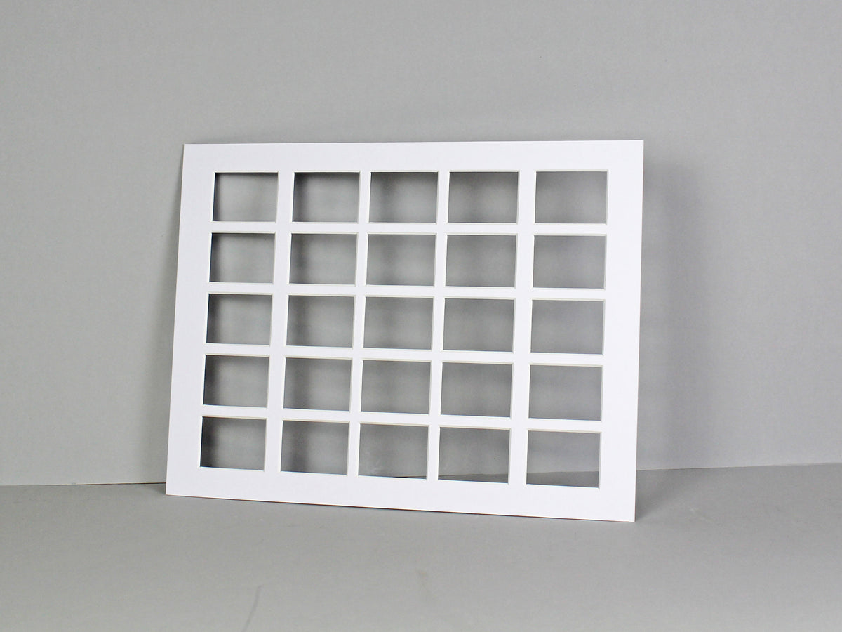 Instax Mini Mount. To Suit Twenty-Five Instax Mini sized Photos. Outer Mount size 30x40cm. Portrait or Landscape. - PhotoFramesandMore - Wooden Picture Frames