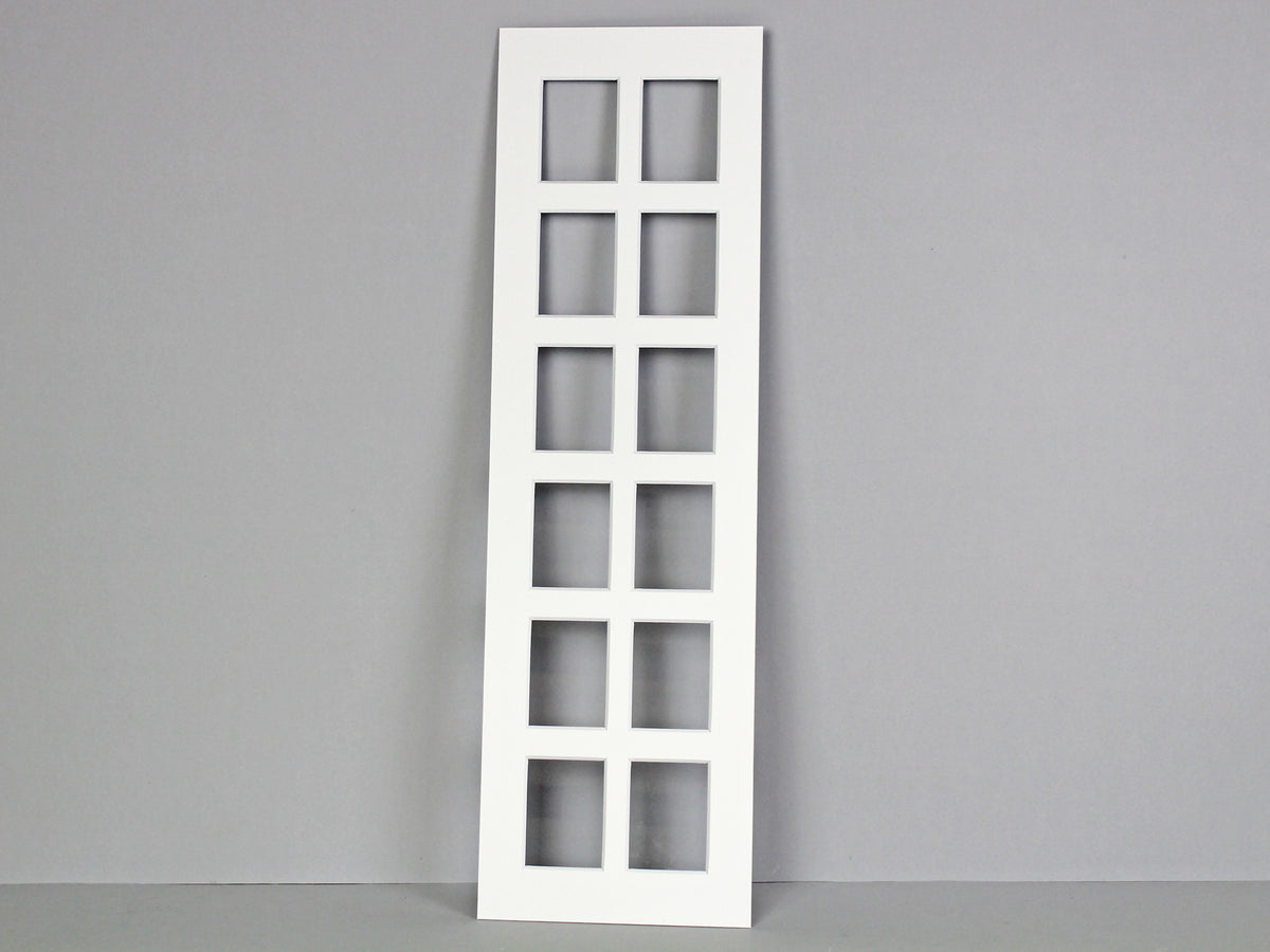 Instax Mini Mount. To Suit Twelve Instax Mini sized Photos. Outer Mount size 15x50cm. Portrait or Landscape. - PhotoFramesandMore - Wooden Picture Frames