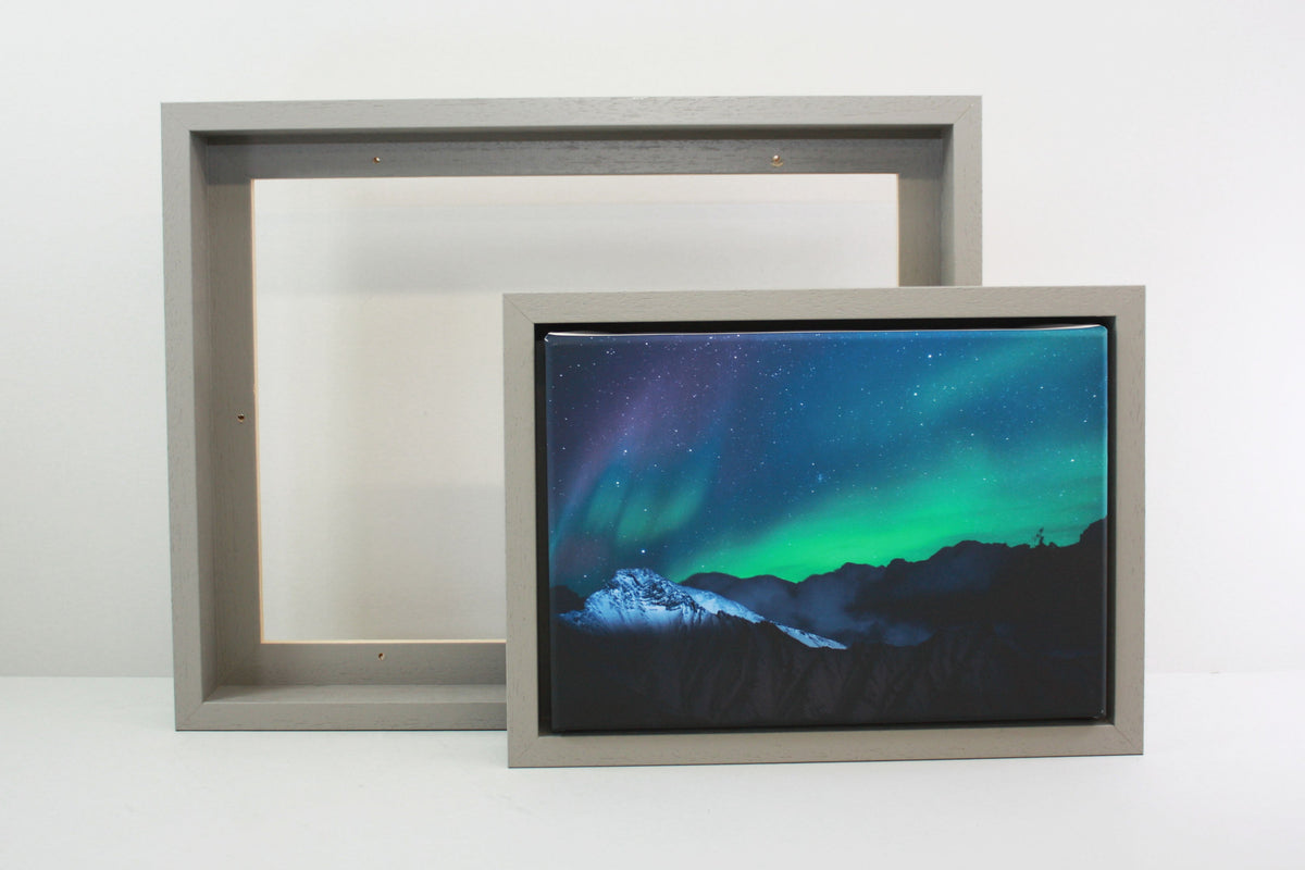 Pale Grey - 40mm Deep Canvas Tray Frames.  Standard Sizes. Floating Effect Frames for Canvases. - PhotoFramesandMore - Wooden Picture Frames