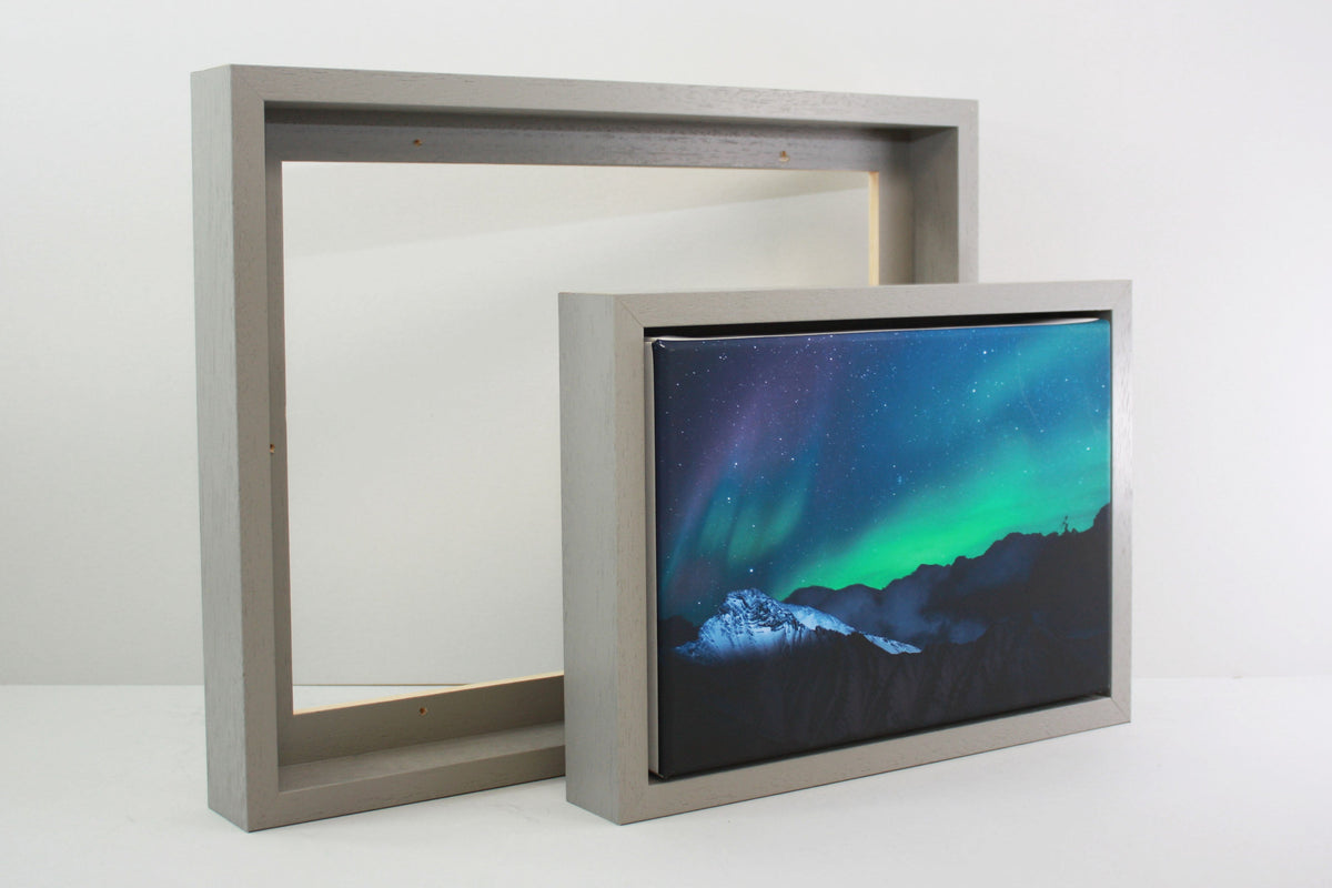 Pale Grey - 40mm Deep Canvas Tray Frames.  Standard Sizes. Floating Effect Frames for Canvases. - PhotoFramesandMore - Wooden Picture Frames