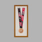 Medal display Frame. For one medal, with full ribbon on show. 20x50cm.