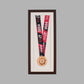 Medal display Frame. For one medal, with full ribbon on show. 20x50cm.
