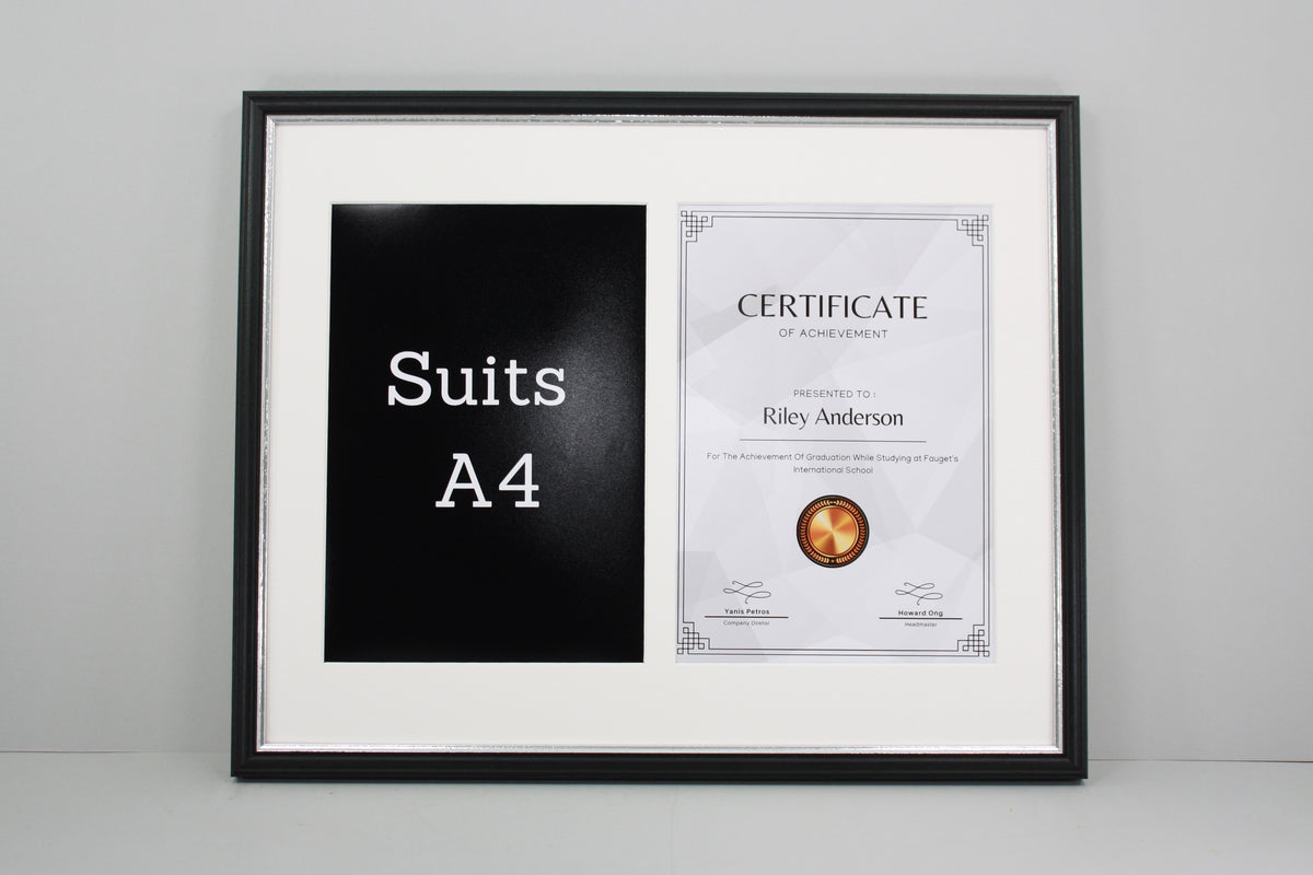 Traditional Style Graduation Frame. Suits Two A4 Certificates - PhotoFramesandMore - Wooden Picture Frames