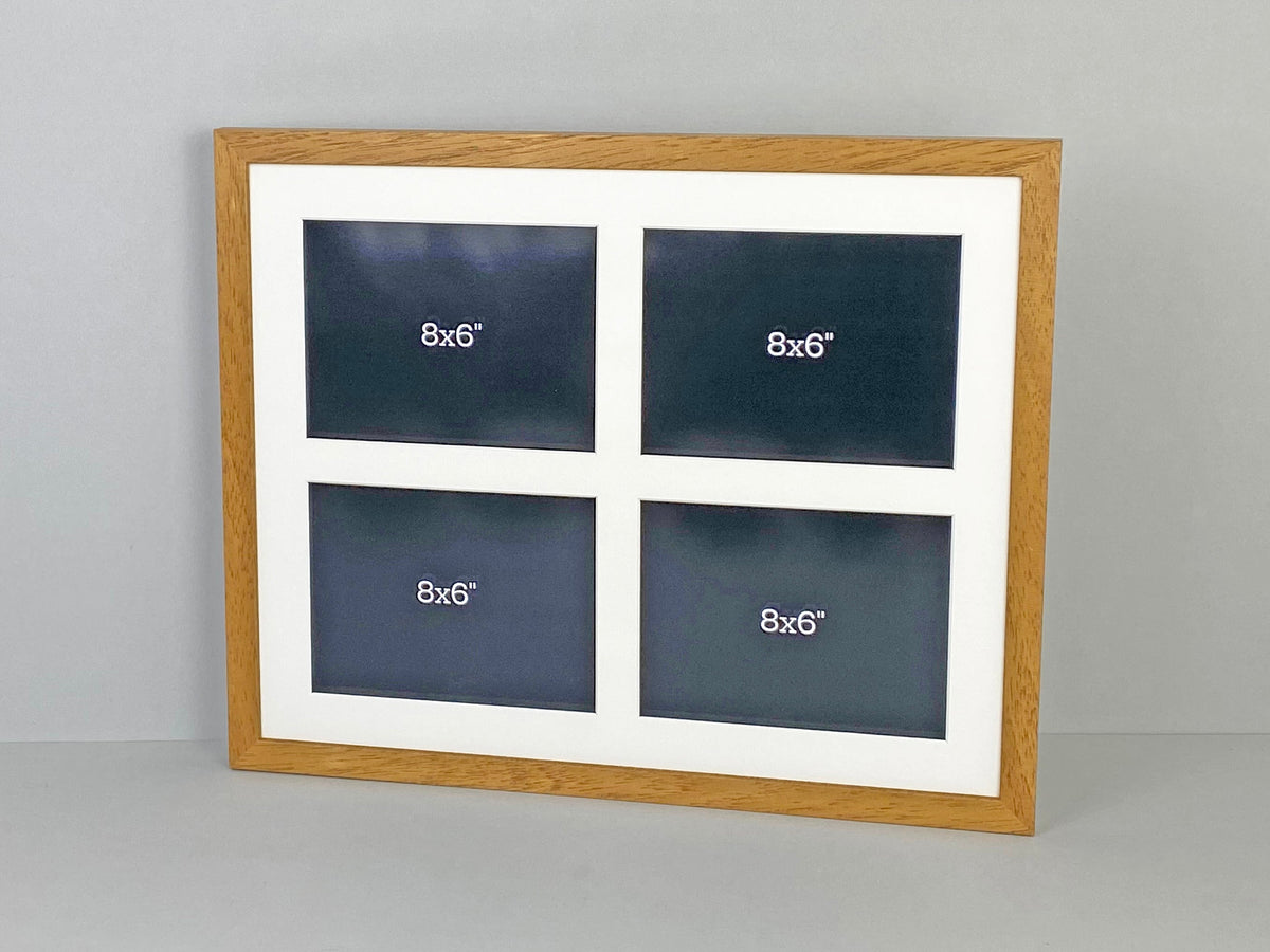 Suits Four 8x6" Photos. 40x50cm. Wooden Multi Aperture Photo Frame. - PhotoFramesandMore