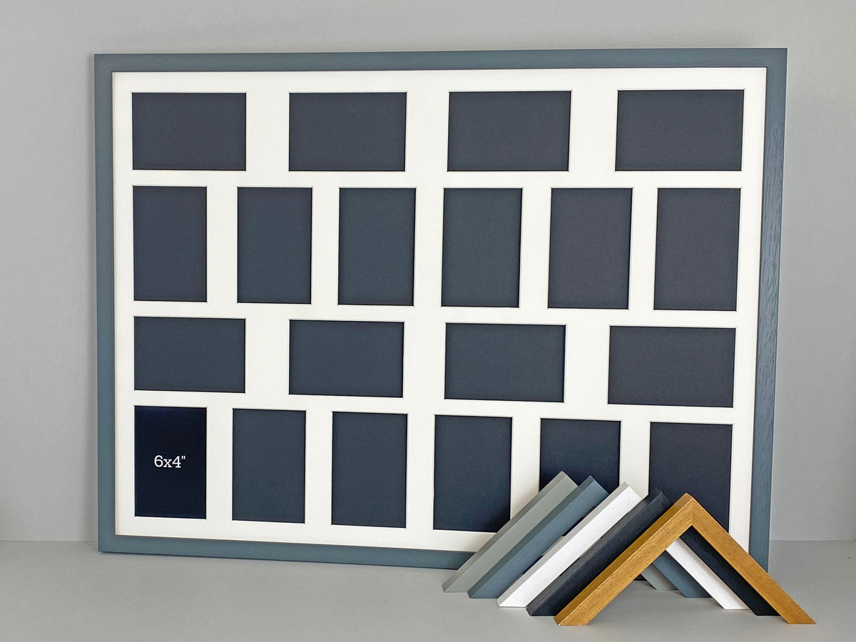 Suits Twenty 6x4"" Photos. Mixed orientation. 60x80cm. Wooden Multi Aperture Picture Frame. - PhotoFramesandMore