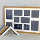 Suits 10 Images, 4x4", 6x4", 5x5", 5x7".Mixed apertures. 40x60cm. Wooden Multi Aperture Photo Frame.