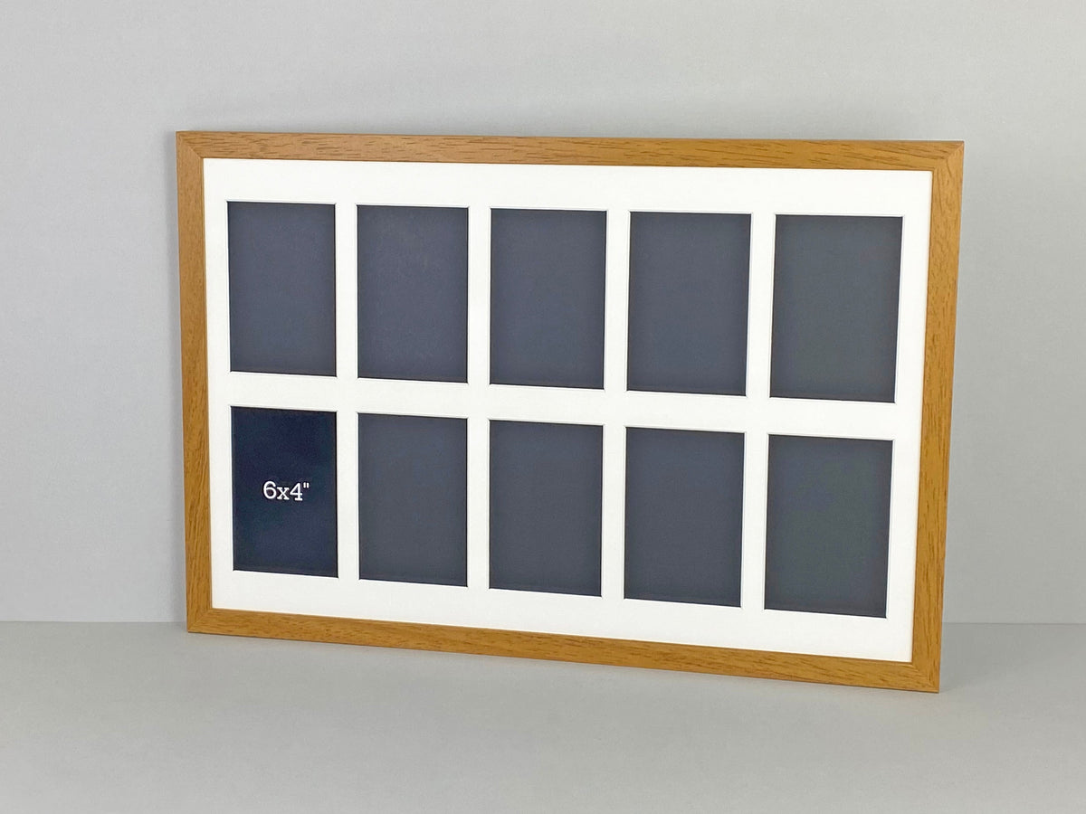 Suits Ten 6x4" photos.40x60cm. Wooden Multi Aperture Photo Frame. - PhotoFramesandMore - Wooden Picture Frames