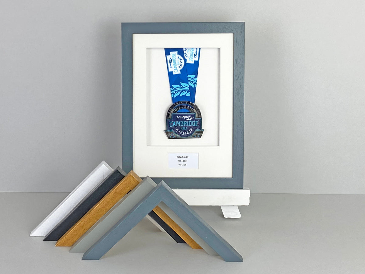 Personalised Sports Medal display Frame with Caption. A4 size. - PhotoFramesandMore - Wooden Picture Frames