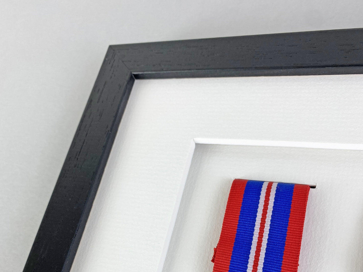 Personalised Military Medal display Frame for Four Medals and Two 6x4" Photographs. 20x50cm. - PhotoFramesandMore - Wooden Picture Frames