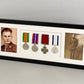 Military and Service Medal display Frame for Four Medals and Two 6x4" Photographs. 20x50cm. - PhotoFramesandMore - Wooden Picture Frames