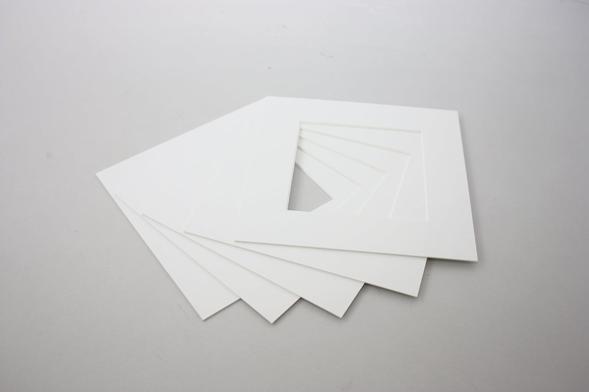 Packs of Square Mounts - Bright White -  Pack of 5/10/20 - PhotoFramesandMore - Wooden Picture Frames