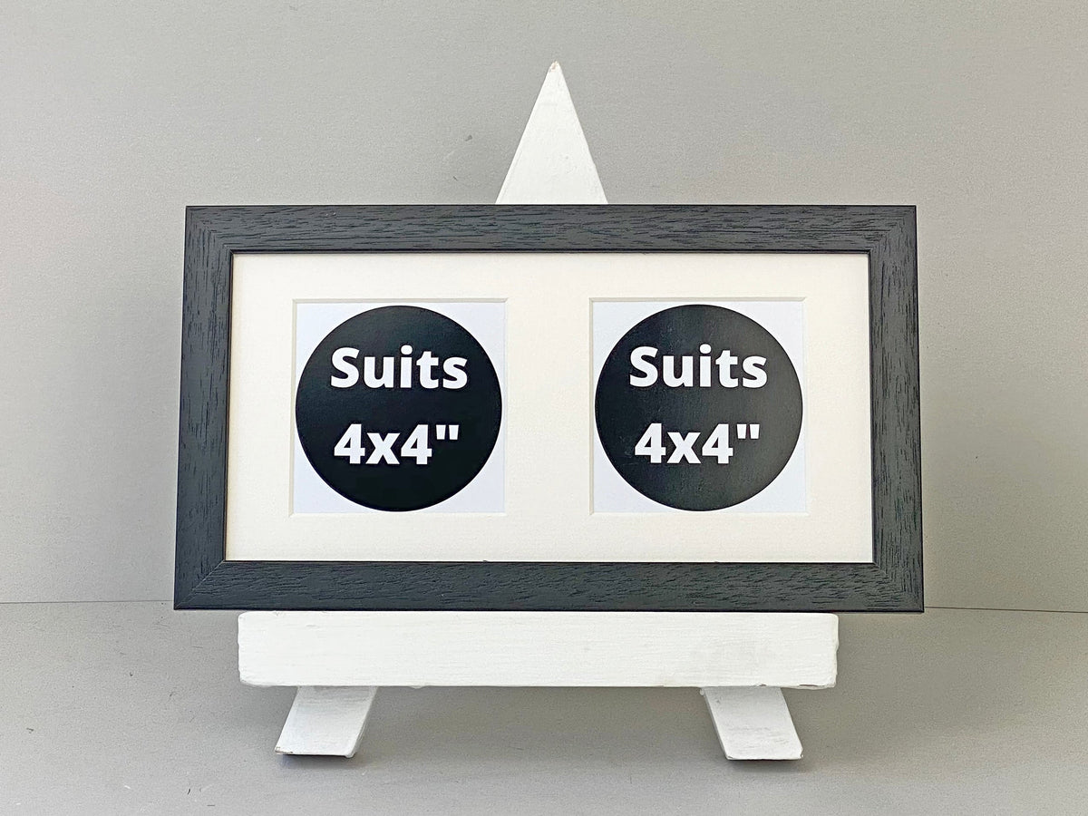 Suits Two 4x4" photos. 15x30cm. Wooden Multi Aperture Frame - PhotoFramesandMore