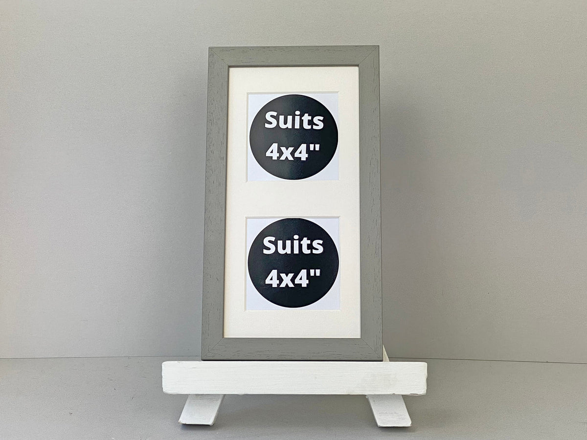Suits Two 4x4" photos. 15x30cm. Wooden Multi Aperture Frame - PhotoFramesandMore