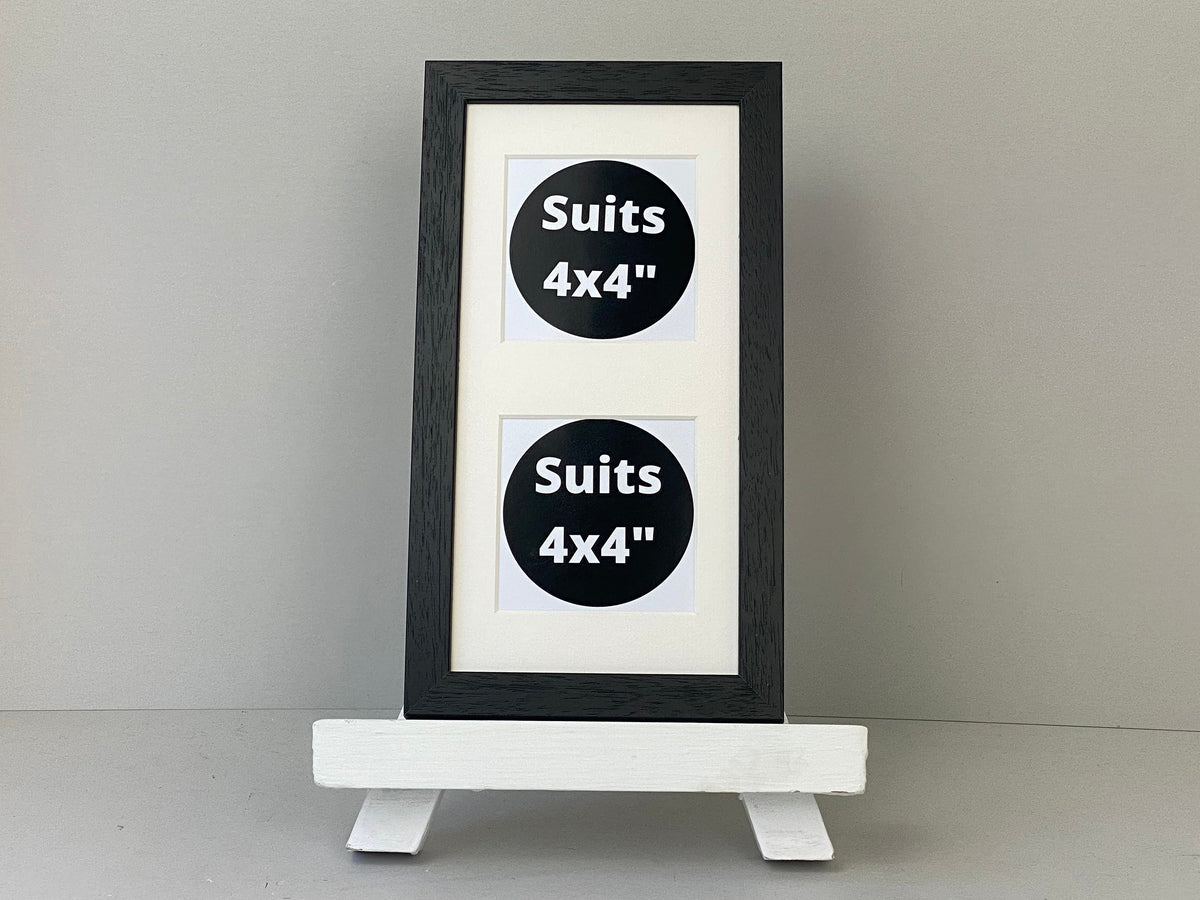 Suits Two 4x4" photos. 15x30cm. Wooden Multi Aperture Frame - PhotoFramesandMore