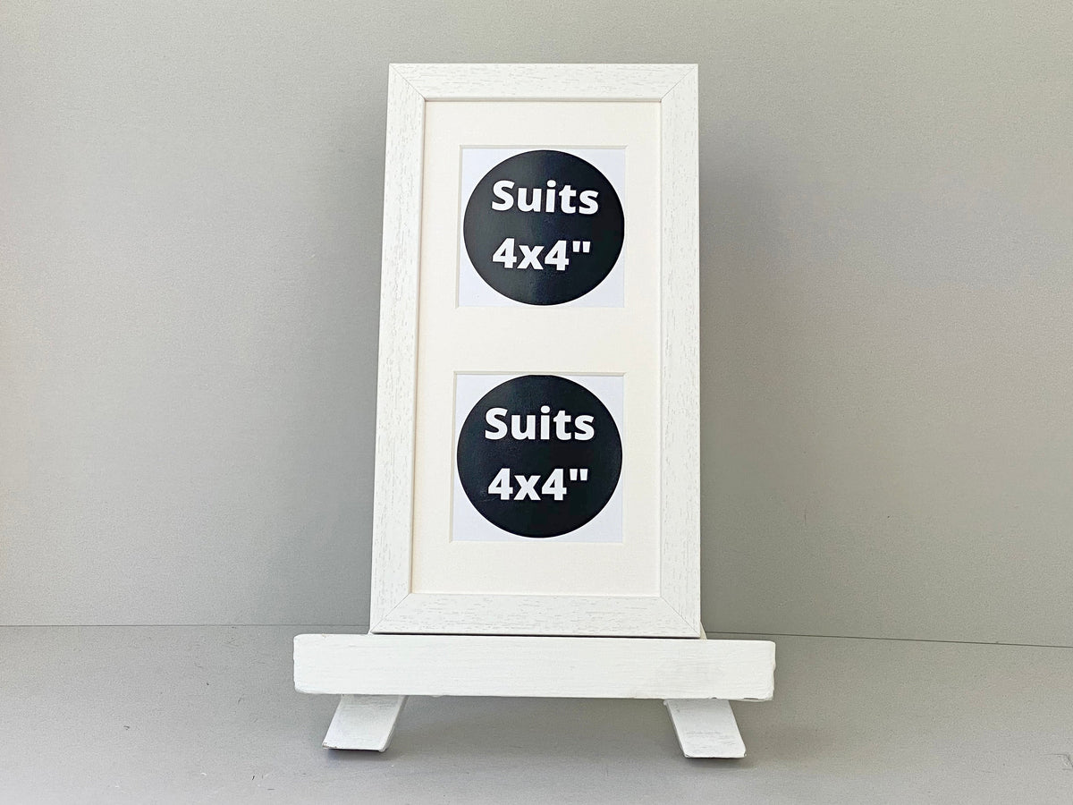 Suits Two 4x4" photos. 15x30cm. Wooden Multi Aperture Frame - PhotoFramesandMore