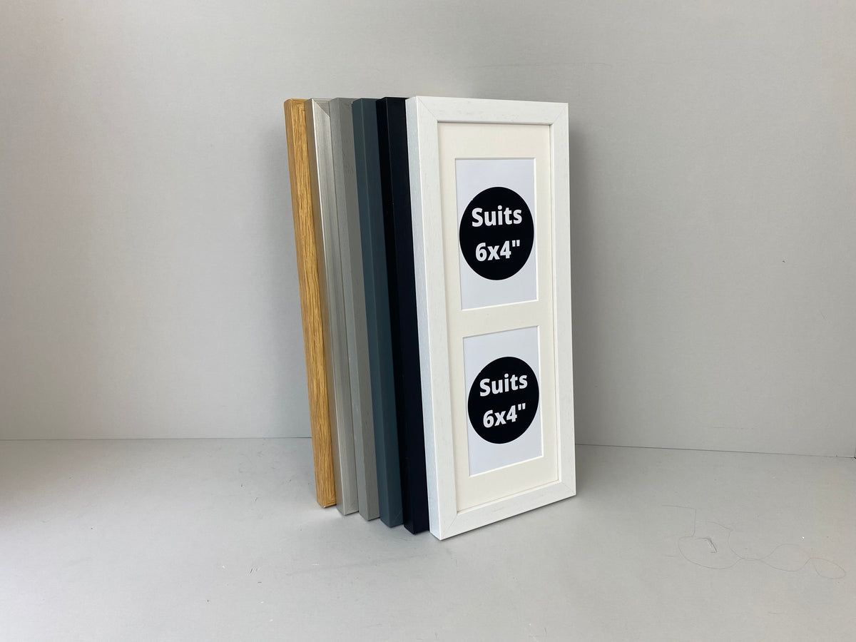Suits Two 6x4" photos. 15x40cm. Portrait or Landscape. Wooden Collage Photo Frame. - PhotoFramesandMore - Wooden Picture Frames