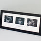 Landscape Baby Scan Frame for Three Scans and one Text Box. Optional Personalisation. - PhotoFramesandMore - Wooden Picture Frames