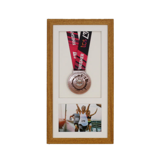 Marathon Medal Frame | Medal & 6x4" Photo | Black or Oak | Wooden | Made in UK