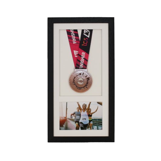 Marathon Medal Frame | Medal & 6x4" Photo | Black or Oak | Wooden | Made in UK