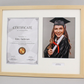 Personalised Graduation Frame with Photo. Naturals Range. Suits an A4 Certificate and an 8x10" Photo.