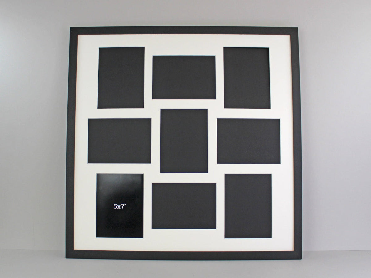 Suits Nine 5x7" Photos. 60x60cm. Wooden Multi Aperture Photo Frame. - PhotoFramesandMore - Wooden Picture Frames