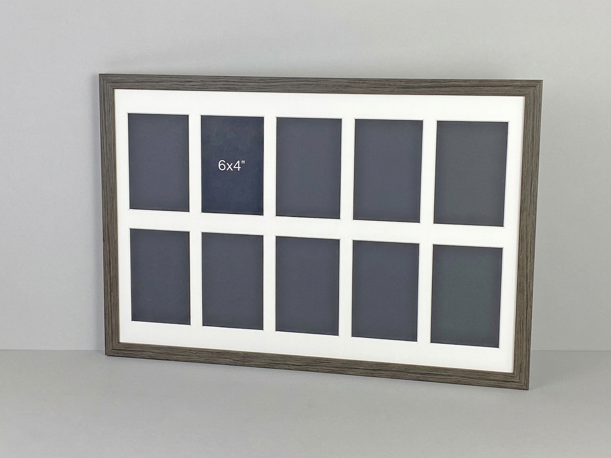 Suits 10 6x4" Inch Images. Naturals Range.40x60cm. Wooden Multi Aperture Photo Frame.