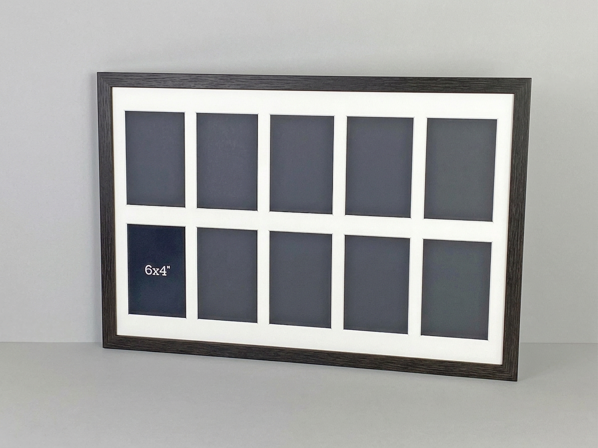 Suits 10 6x4" Inch Images. Naturals Range.40x60cm. Wooden Multi Aperture Photo Frame.