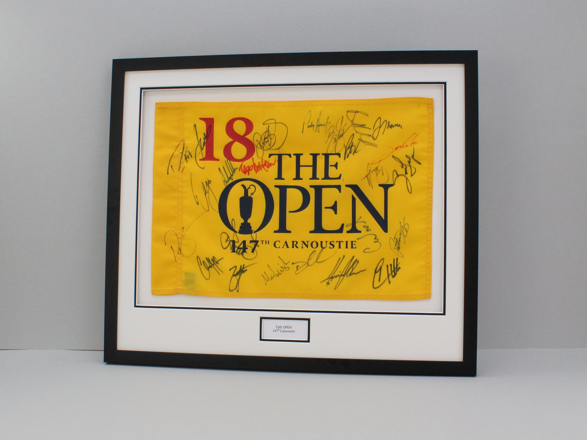 Personalised Flag Display Frame, with text box. Perfect for Golf Flags. - PhotoFramesandMore - Wooden Picture Frames