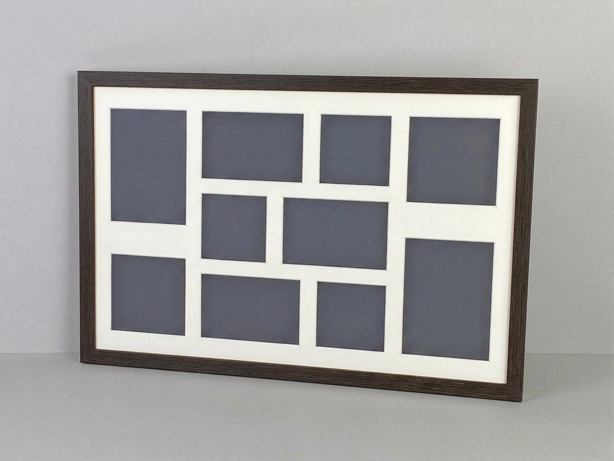 Suits 10 Images, 4x4", 6x4", 5x5", 5x7". Naturals Range.40x60cm. Wooden Multi Aperture Photo Frame.
