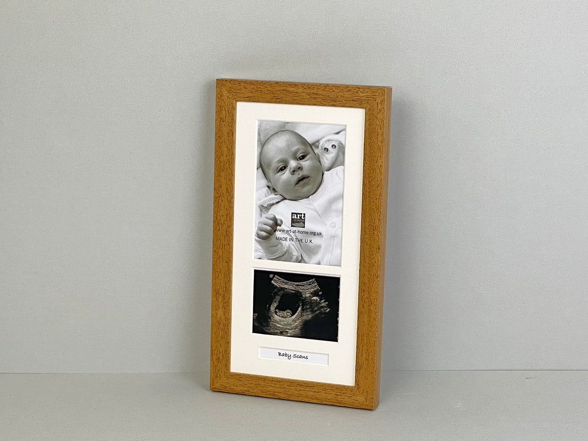 Portrait Baby Scan Frame for 6x4" photo, sonogram and text. Optional Personalisation - PhotoFramesandMore - Wooden Picture Frames