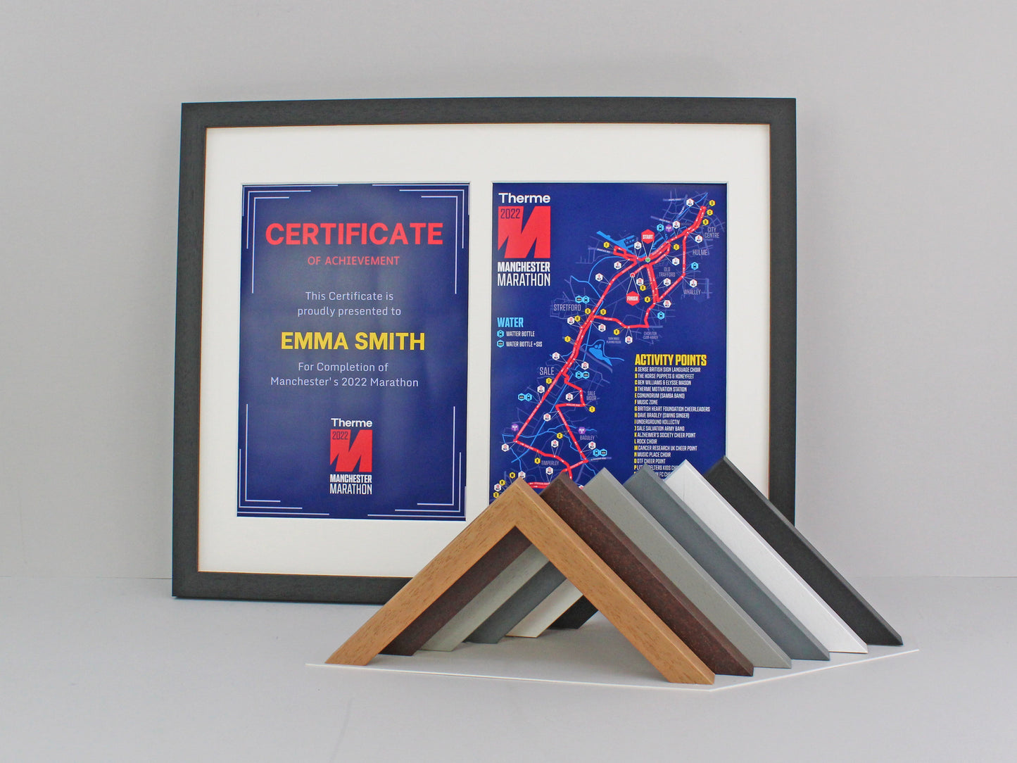 Certificate and Map Frame - Two A4 Apertures for Certificate/Course Map/Photo. Perfect for sporting achievements such as karate, ballet & more - PhotoFramesandMore - Wooden Picture Frames
