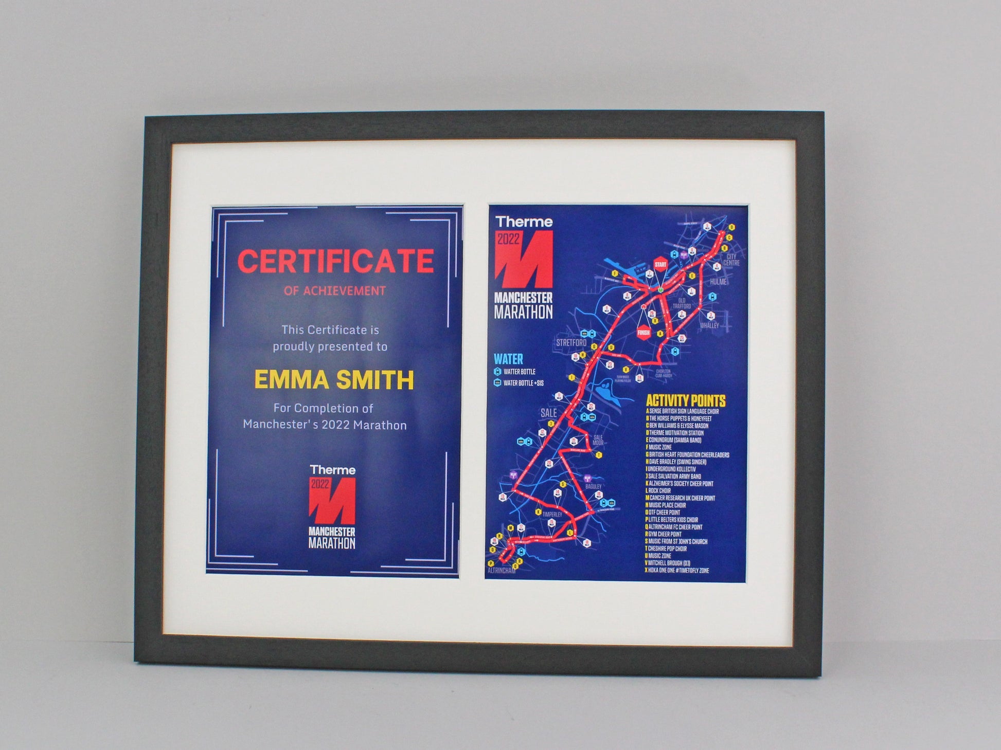 Certificate and Map Frame - Two A4 Apertures for Certificate/Course Map/Photo. Perfect for sporting achievements such as karate, ballet & more - PhotoFramesandMore - Wooden Picture Frames