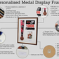 Personalised Medal display Frame with Apertures for Medal, Race Bib, 6x4" Portrait Photo and Text. Traditional Range. - PhotoFramesandMore - Wooden Picture Frames